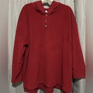 Red Oversized Rib Knit Tunic Pajama Top